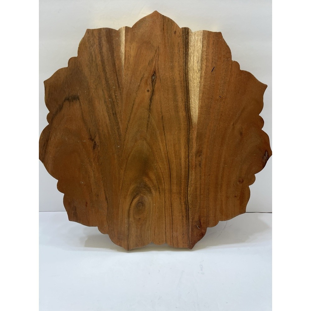Global Trek Wooden Lazy Susan Floral Shaped 13 In.  Spins Walnut Tone Felt Pads